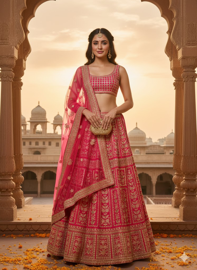 LEHENGAS-DUPION-SEMI STITCHED-SPF 77213